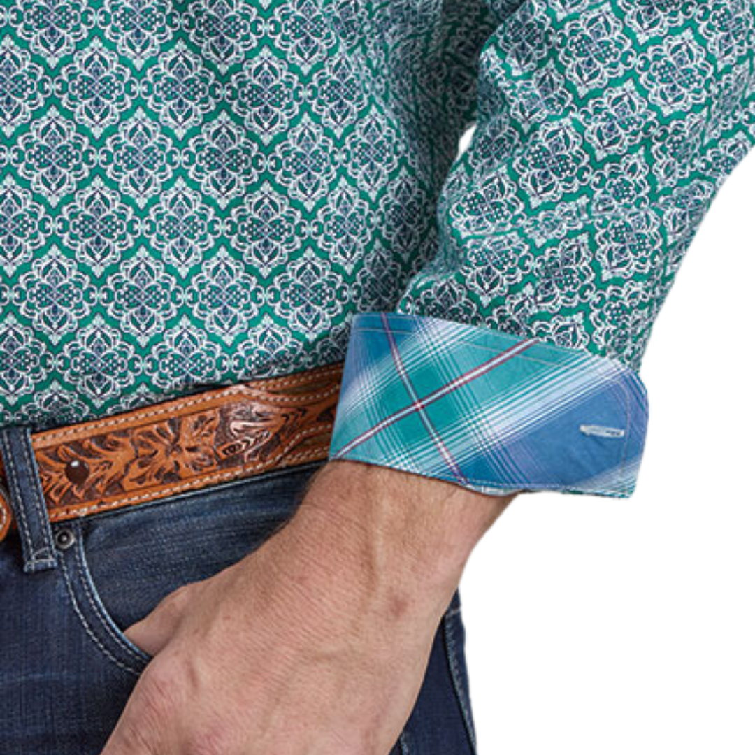 Roper Men's Jade Medallion Green Shirt