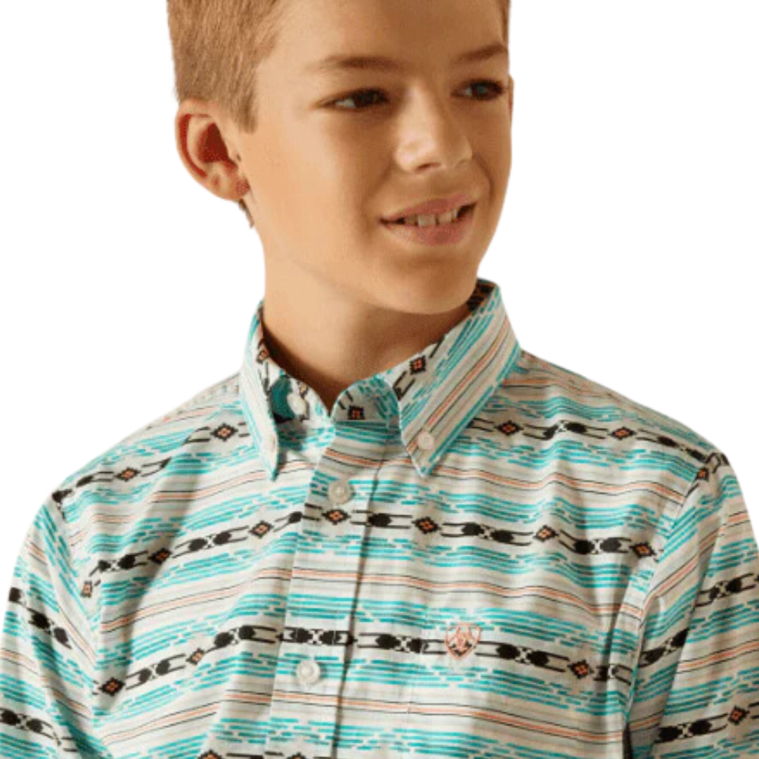 Ariat Youth Boy's Jefferson Ice Aztec Classic Western Green Shirt
