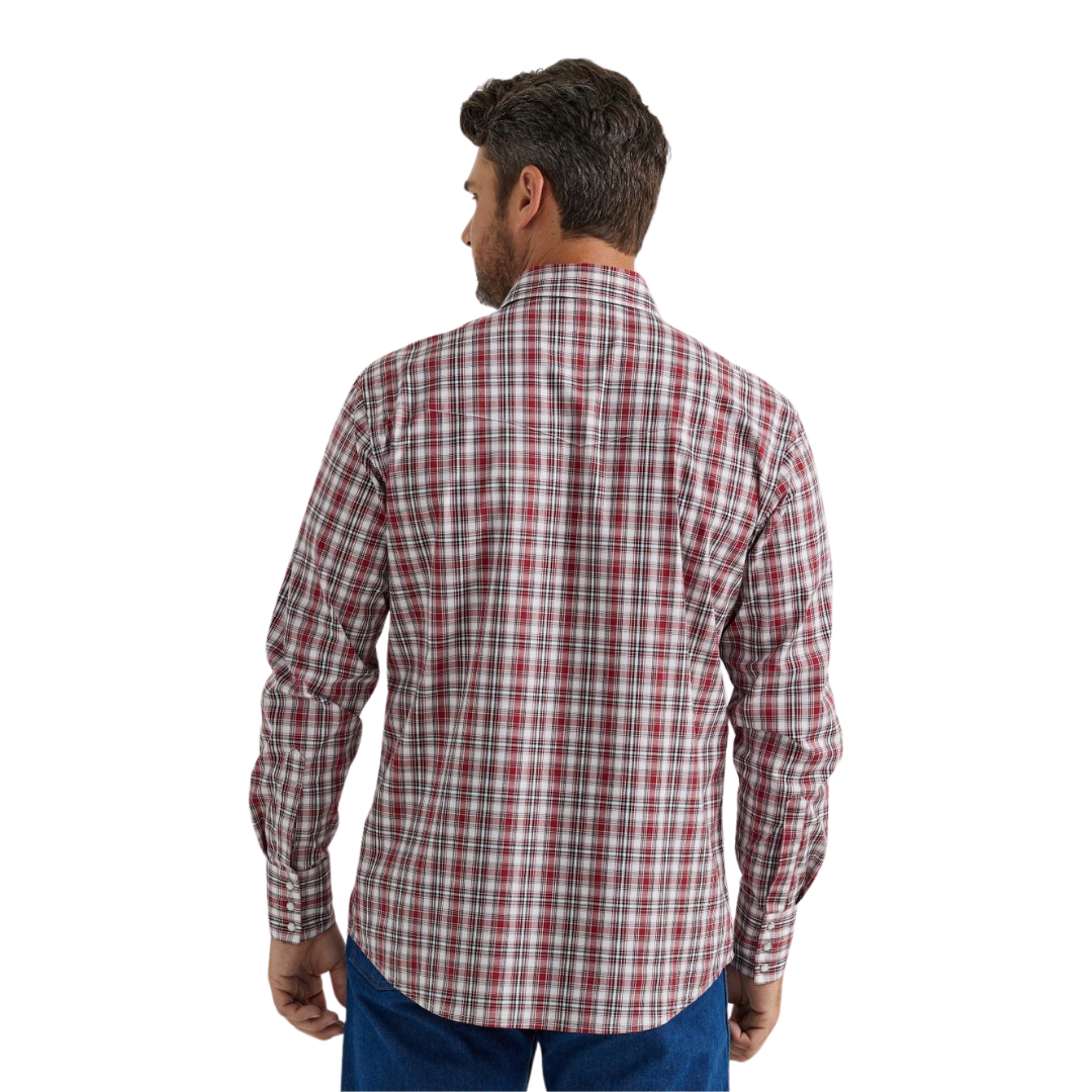 Wrangler Men's Wrinkle Plaid Red Shirt
