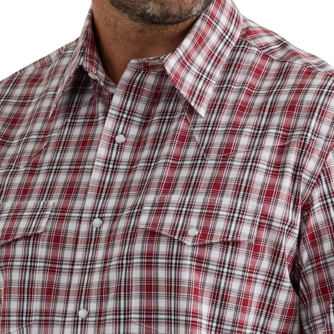 Wrangler Men's Wrinkle Plaid Red Shirt