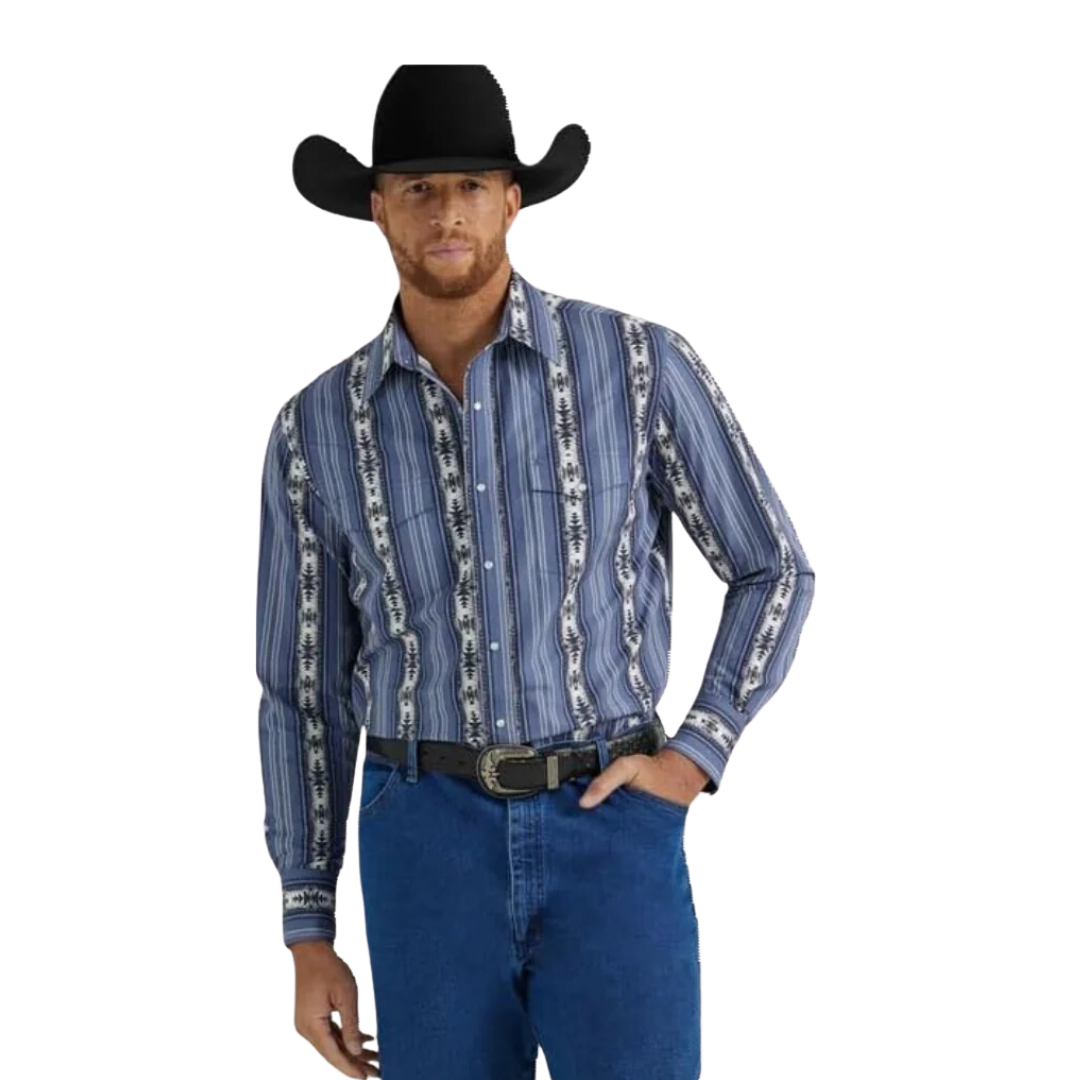Wrangler Men's Checotah Print Navy Shirt