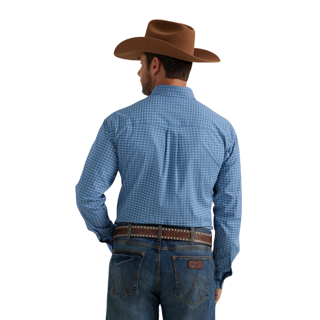 Wrangler Men's George Strait Plaid Blue Shirt