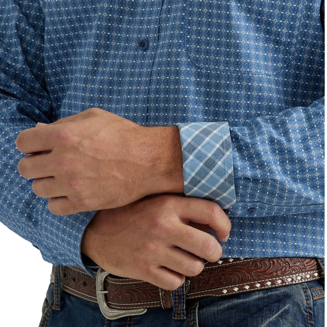 Wrangler Men's George Strait Plaid Blue Shirt