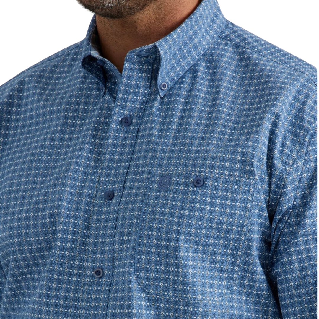 Wrangler Men's George Strait Plaid Blue Shirt