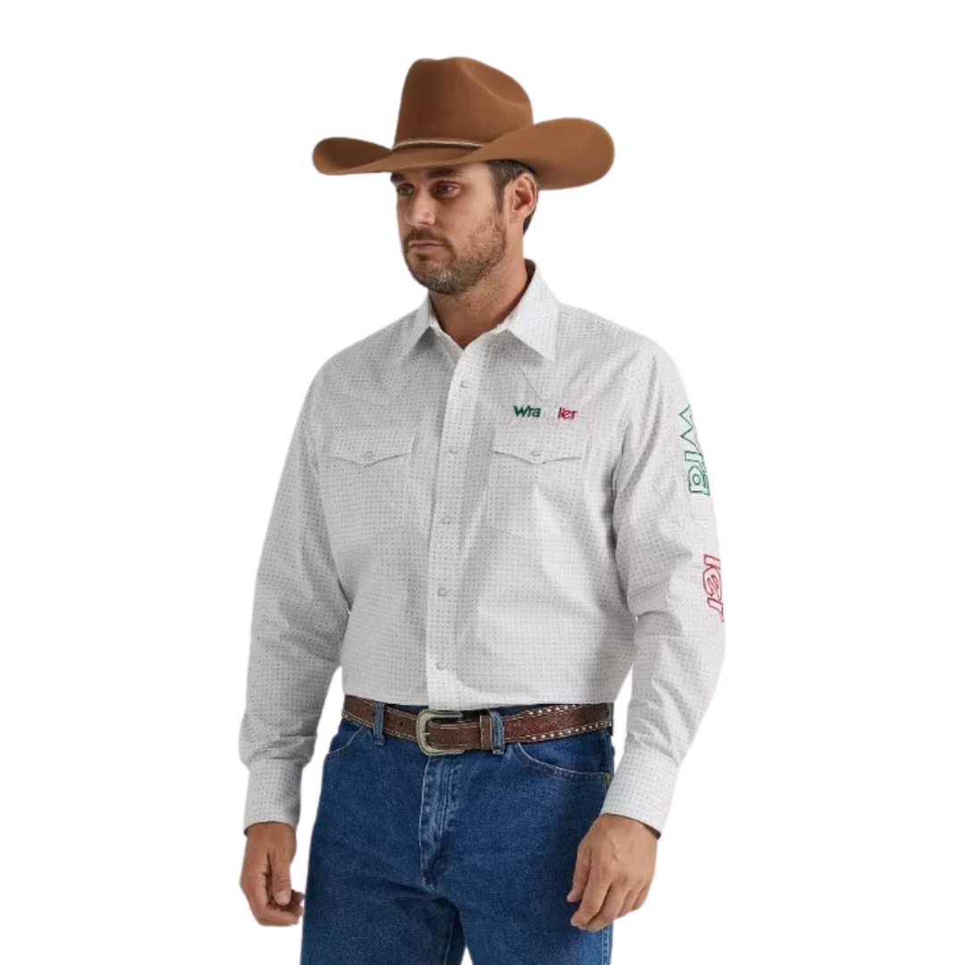Wrangler Men's Logo Mexico White Shirt