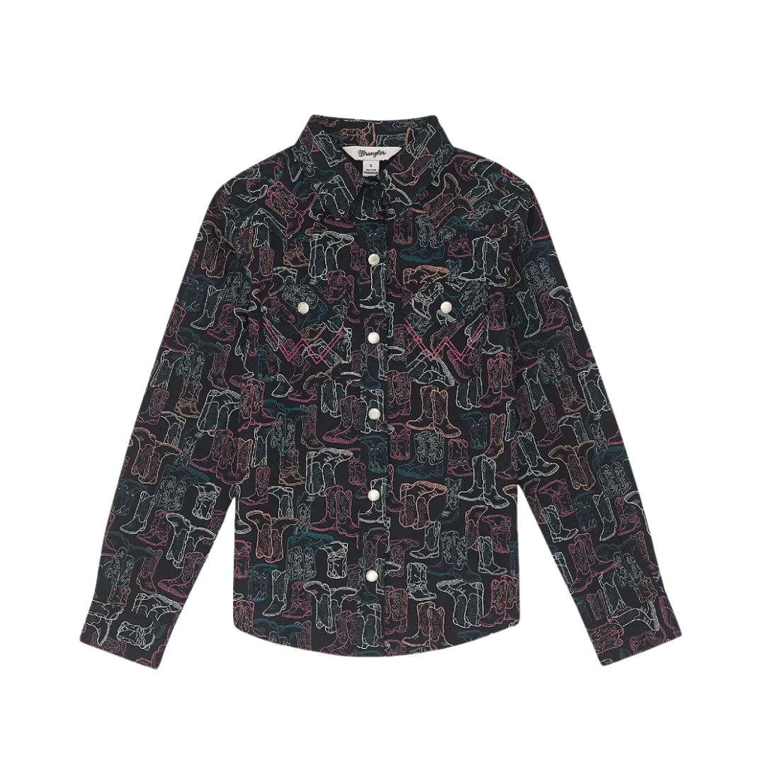 Wrangler Youth Girl's Bold Print Black Shirt