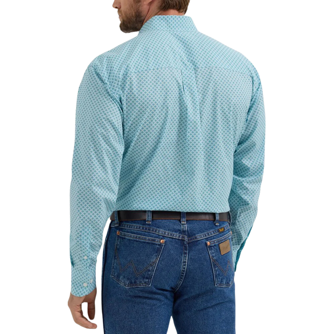 Wrangler Men's Long Sleeve Aqua Shirt