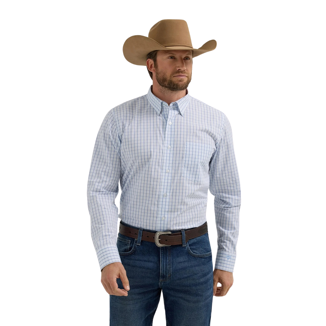 Wrangler Men's Cody Johnson White Blue Shirt
