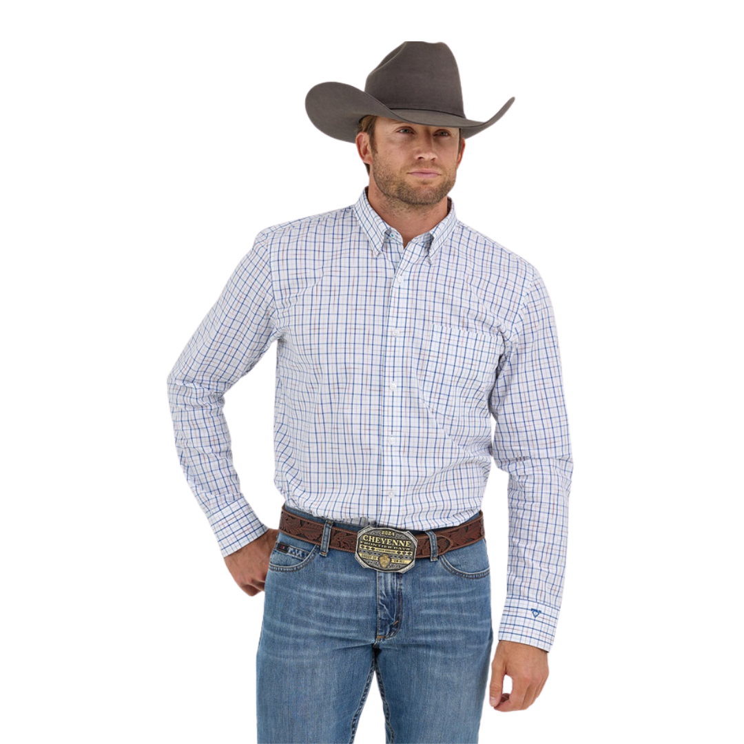 Wrangler Men's Cody Johnson Plaid Blue Shirt
