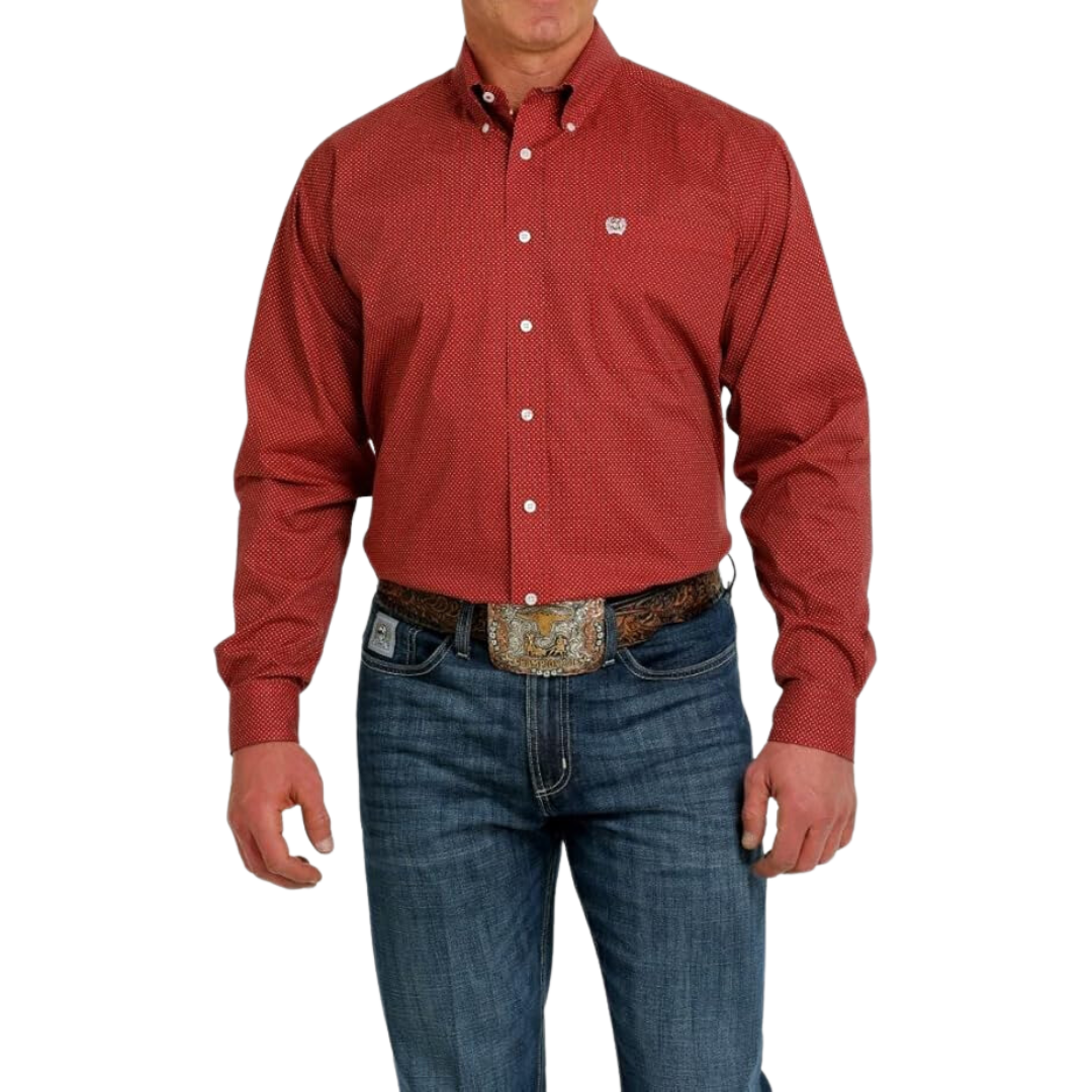 Cinch Men's Geometric Print Red Shirt