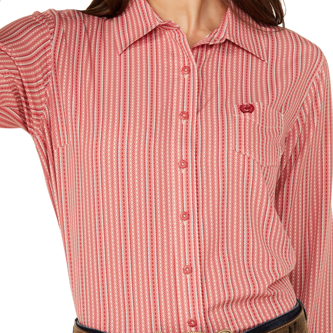 Cinch Women's Striped Core Red Shirt