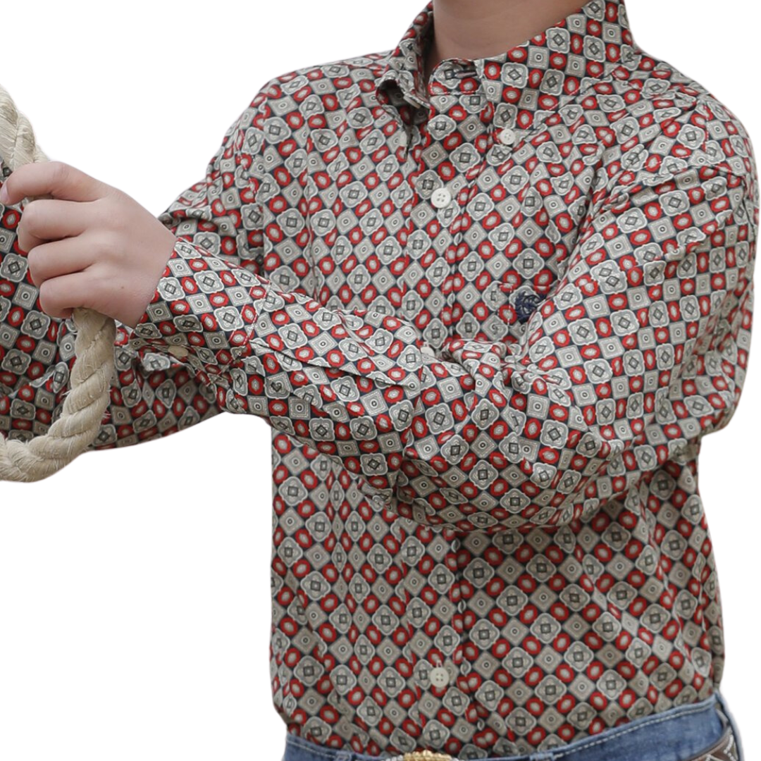Cinch Youth Boy's Geometric Print Multicolor Shirt