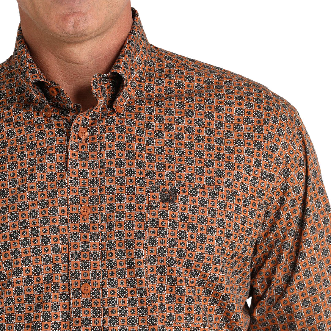 Cinch Men's Geometric Print Gold Shirt