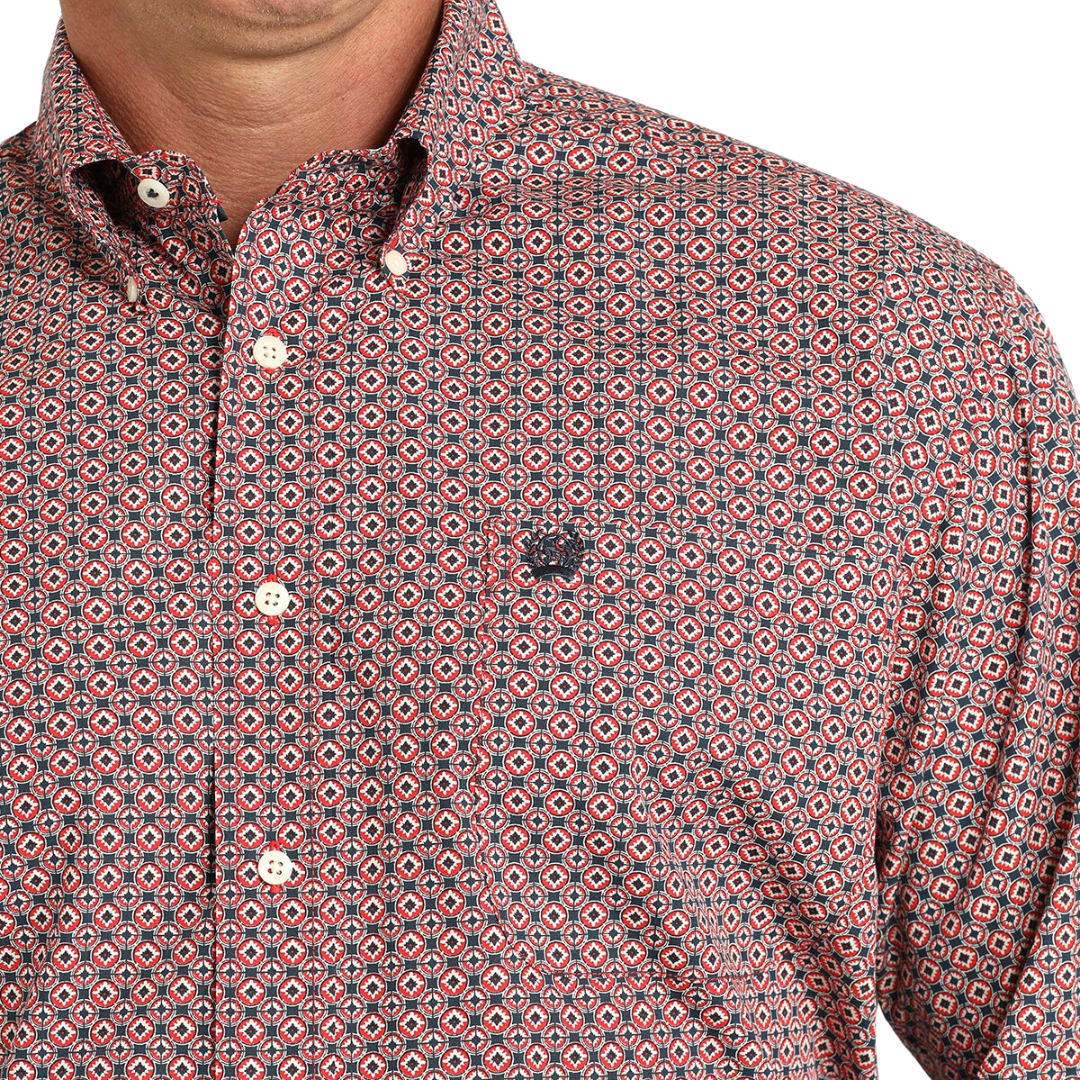 Cinch Men's Geometric Print Red Shirt