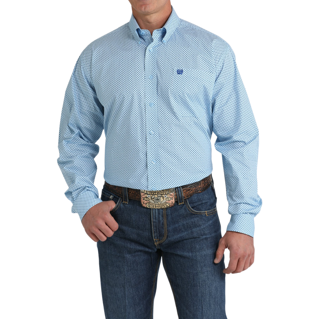 Cinch Men's Diamond Print Light Blue Shirt