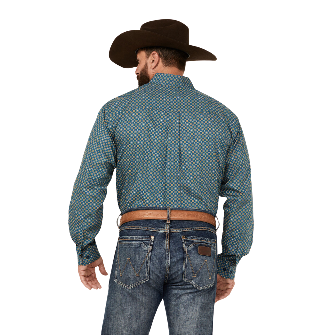 Cinch Men's Medallion Print Teal Shirt