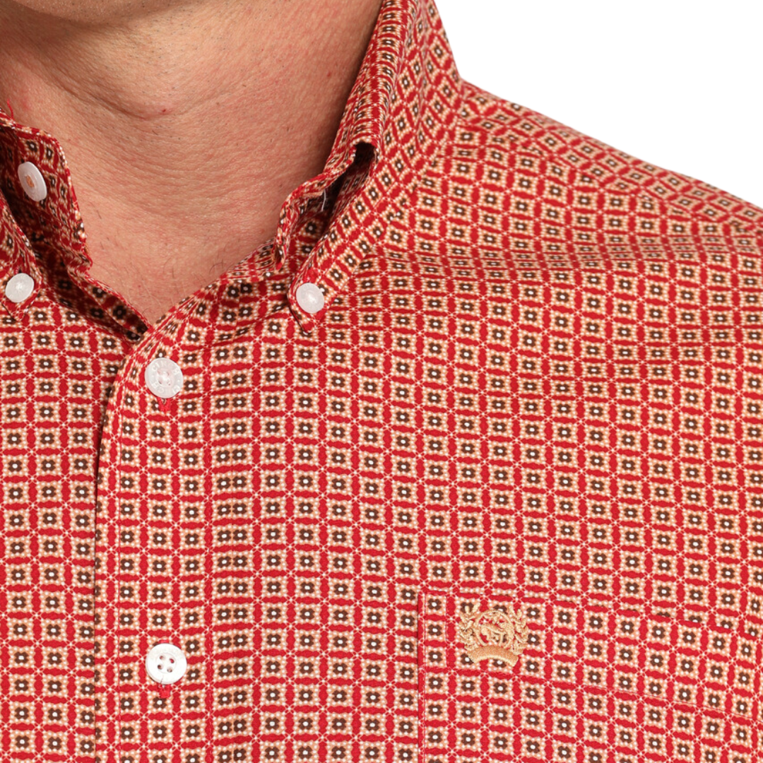 Cinch Men's Geometric Red Shirt