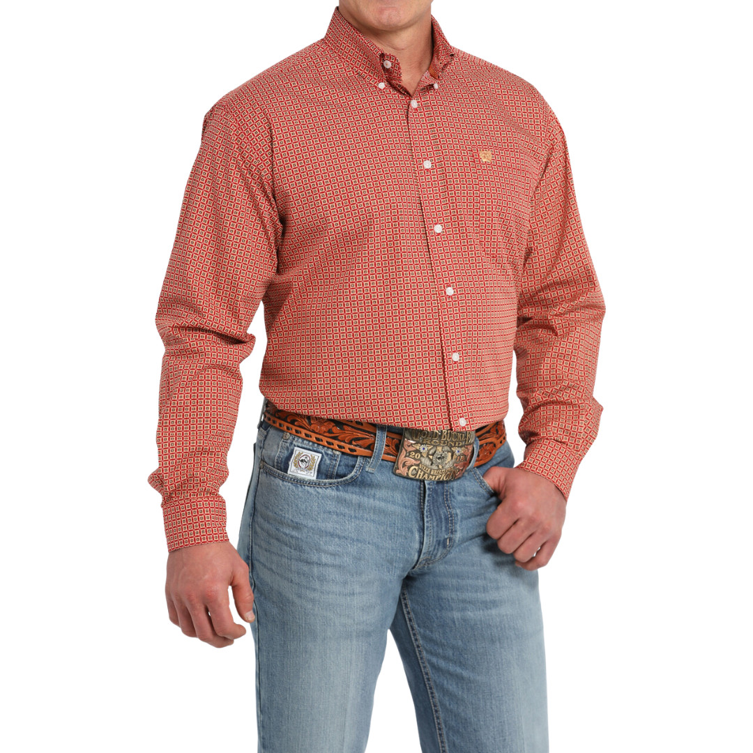 Cinch Men's Geometric Red Shirt