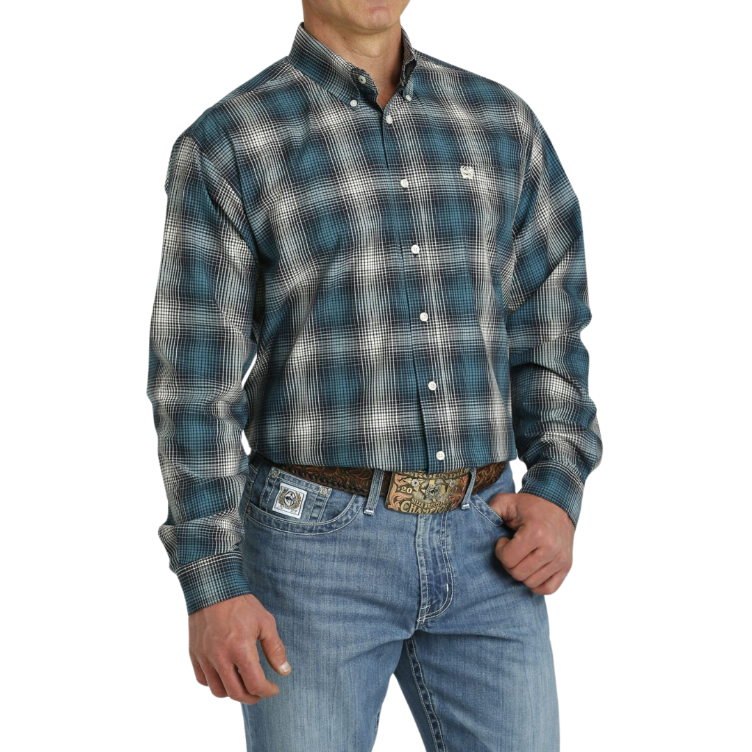 Cinch Men's Plaid Teal Shirt