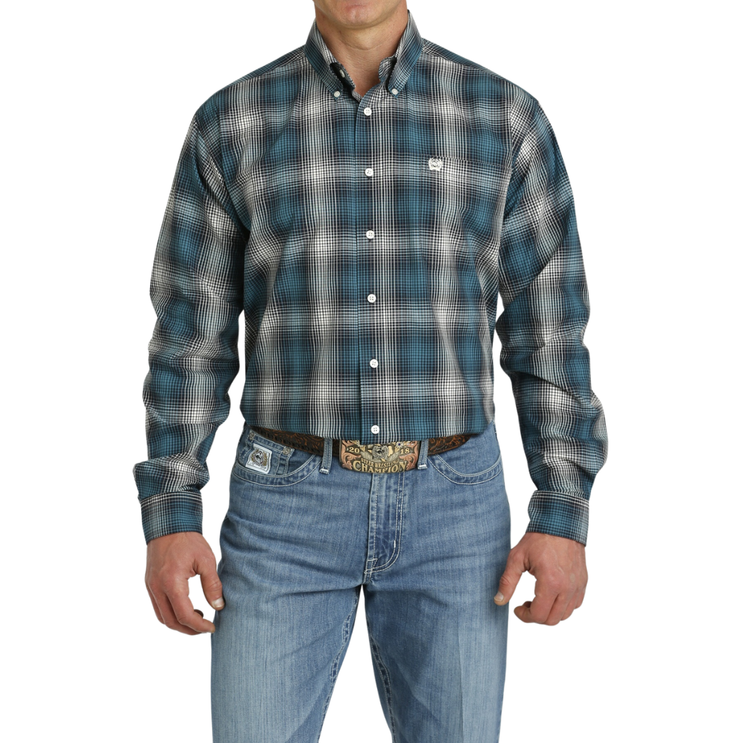 Cinch Men's Plaid Teal Shirt