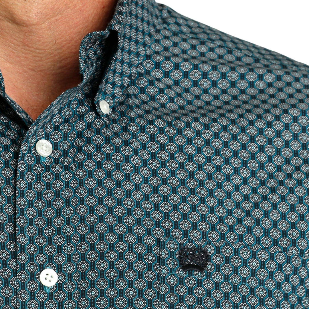 Cinch Men's Print Teal Shirt