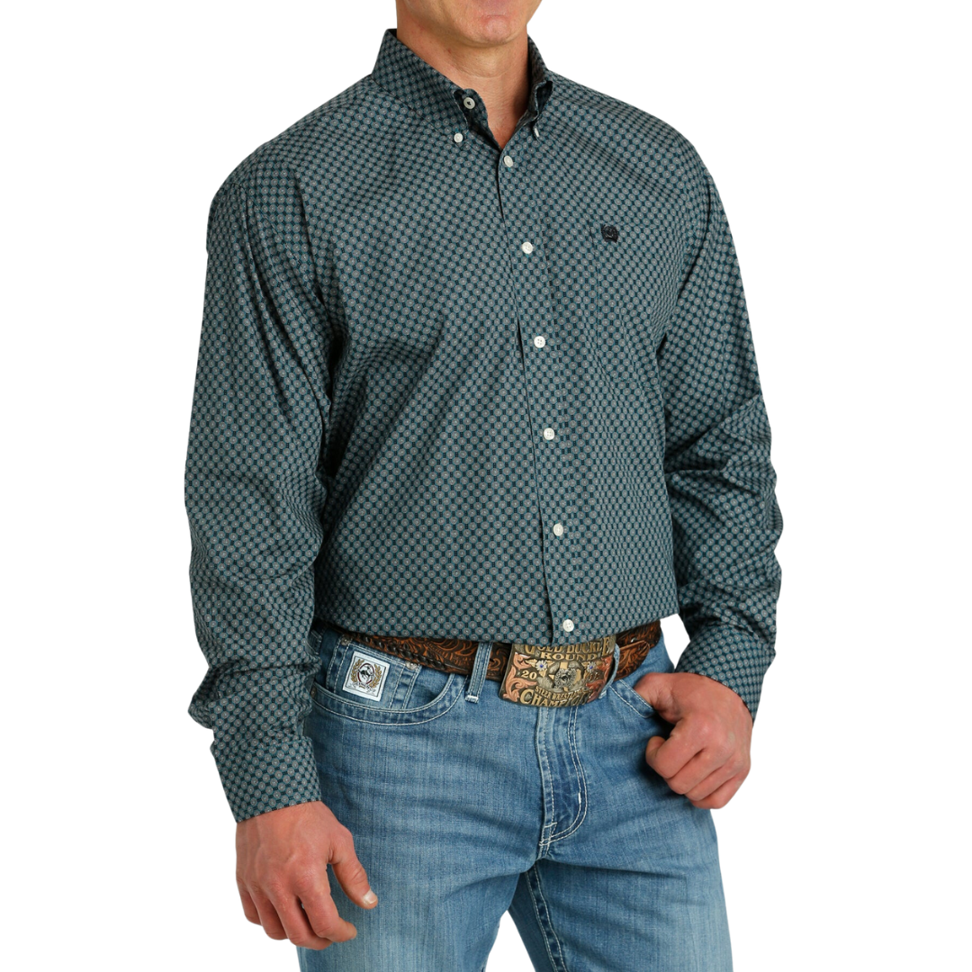 Cinch Men's Print Teal Shirt