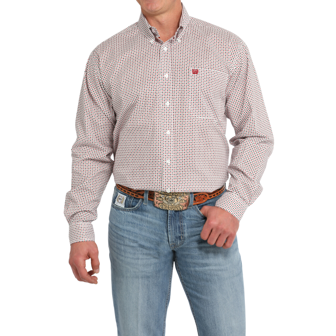 Cinch Men's White Playing Card Print Shirt