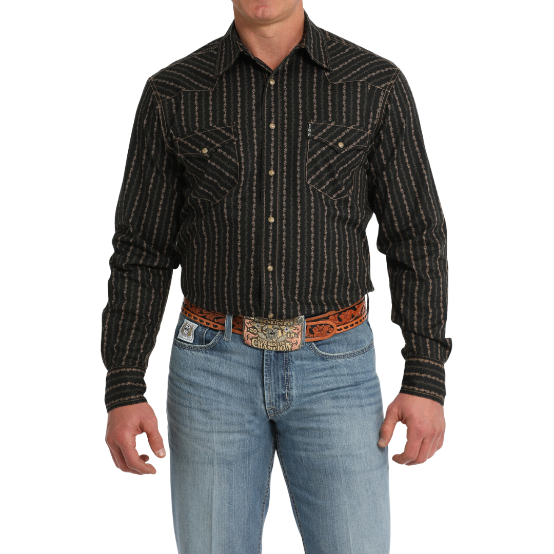 Cinch Men's Print Modern Black Shirt