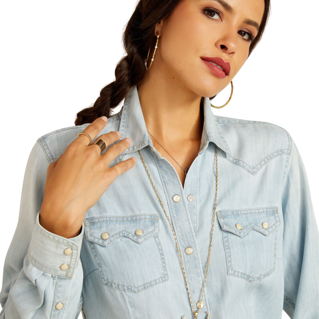 Ariat Women's Blues Snap Bleached Chambray Shirt