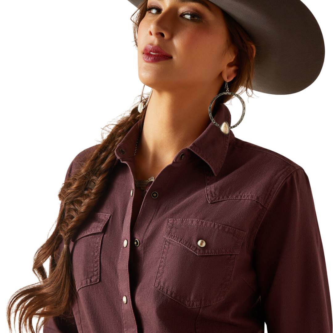 Ariat Women's Real Jurlington Snap Brown Shirt