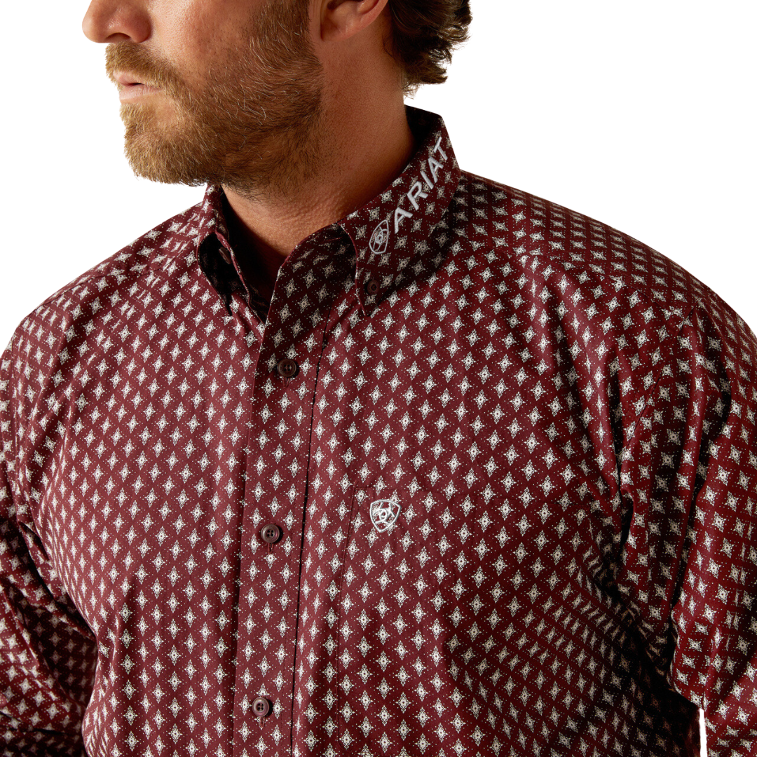 Ariat Men's Team Omar Dark Red Navy Shirt