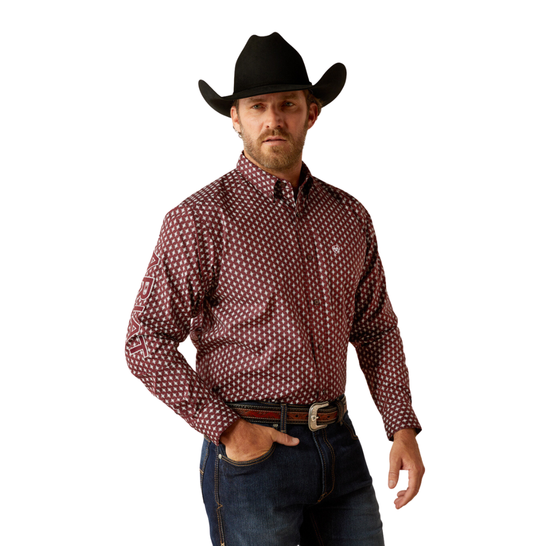 Ariat Men's Team Omar Dark Red Navy Shirt