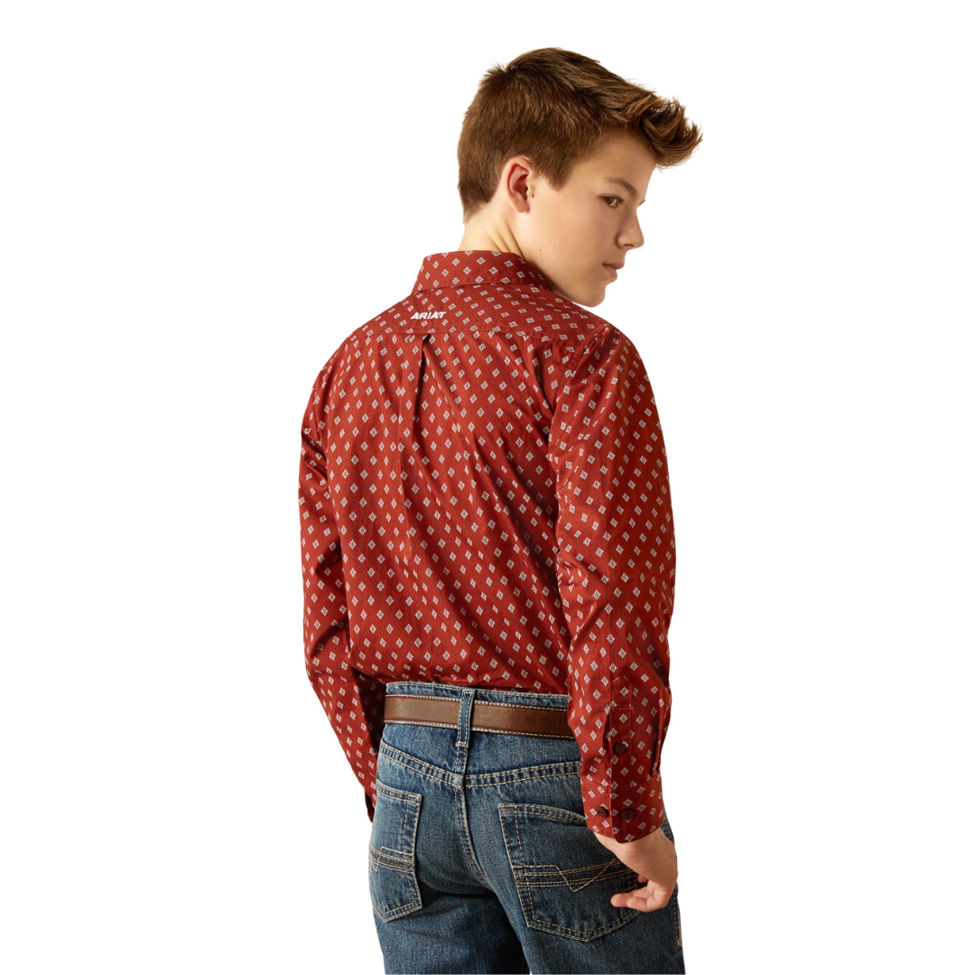 Ariat Youth Boy's Pax Burgundy Shirt