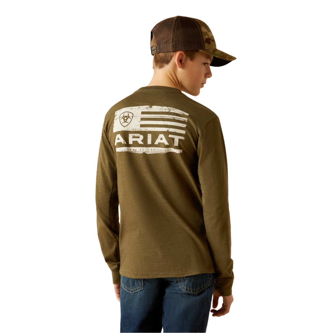 Ariat Youth Boy's Boarded Hex Military Heather Green Tee Shirt