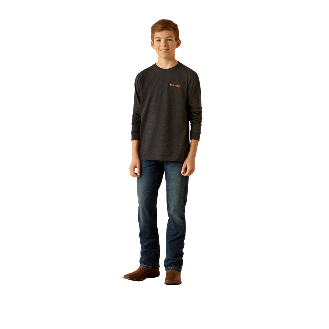 Ariat Youth Boy's Wetlands Nature Charcoal Heather Shirt