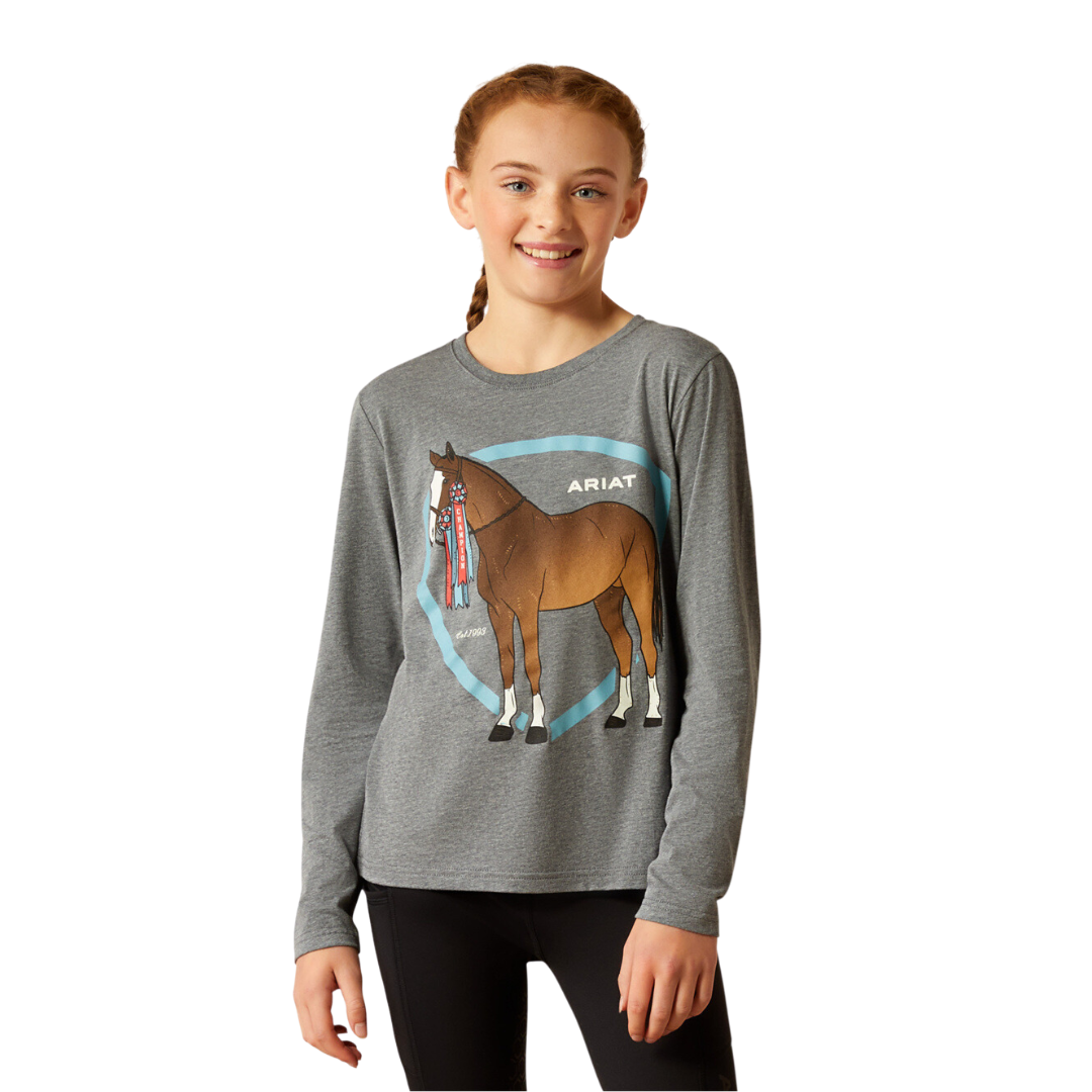 Ariat Youth Girl's Champion Pony Heather Grey Shirt