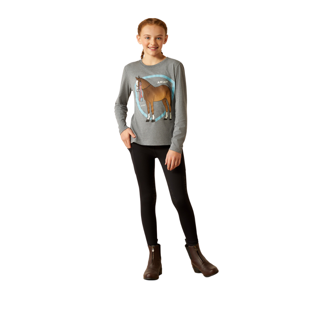 Ariat Youth Girl's Champion Pony Heather Grey Shirt