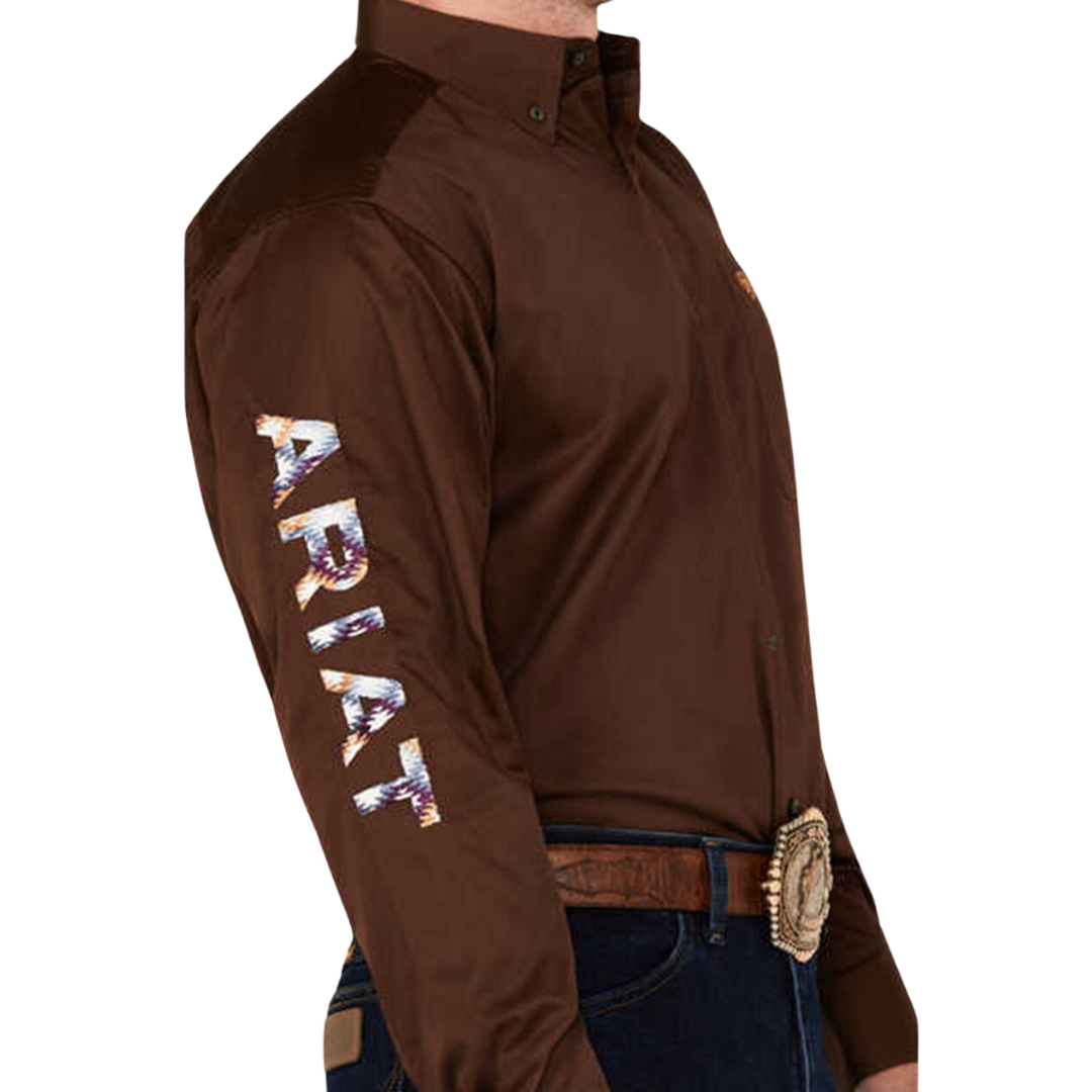 Ariat Men's Team Logo Twill Dark Brown Shirt