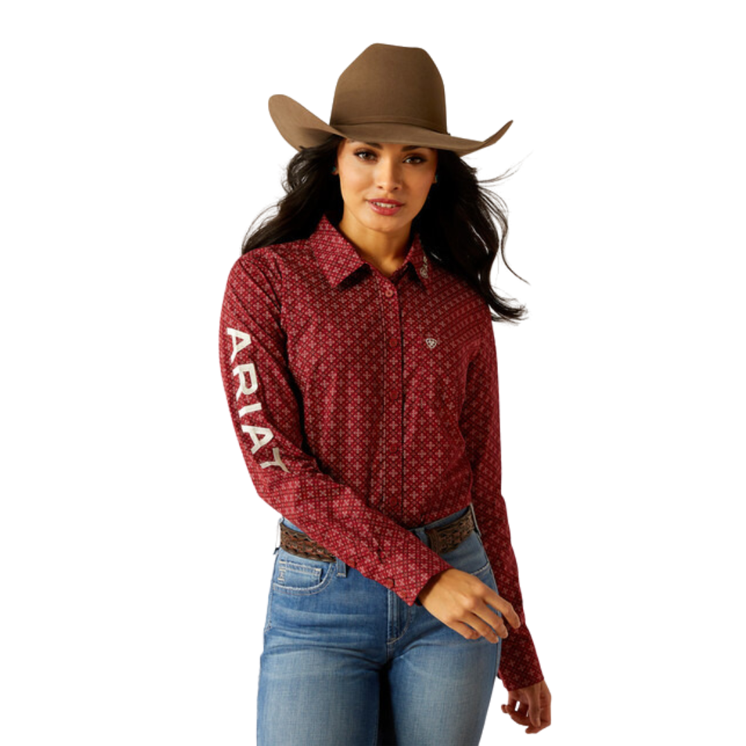 Ariat Women's Team Kirby Stretch Sanders Red Shirt