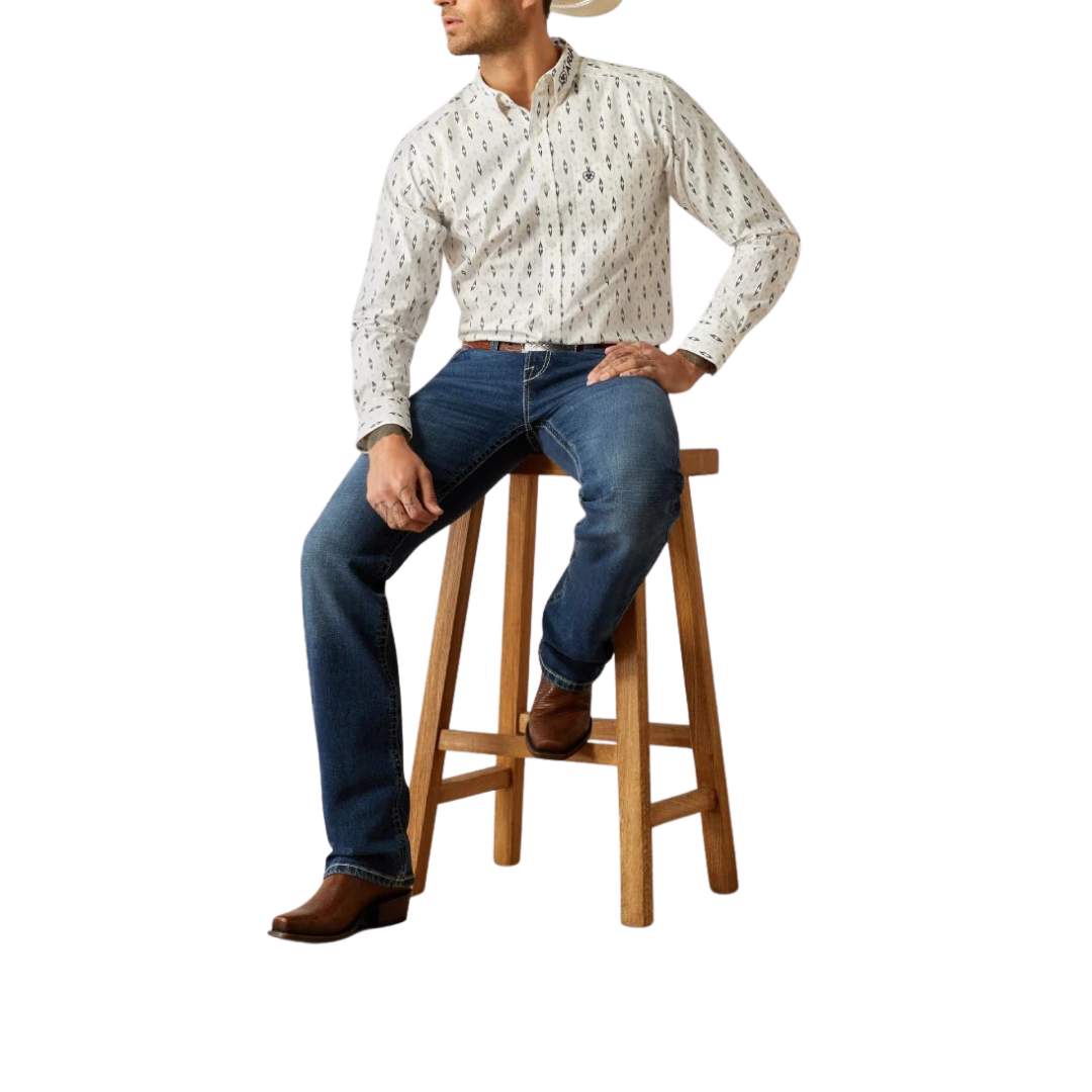Ariat Men's Team Perkins White Navy Shirt