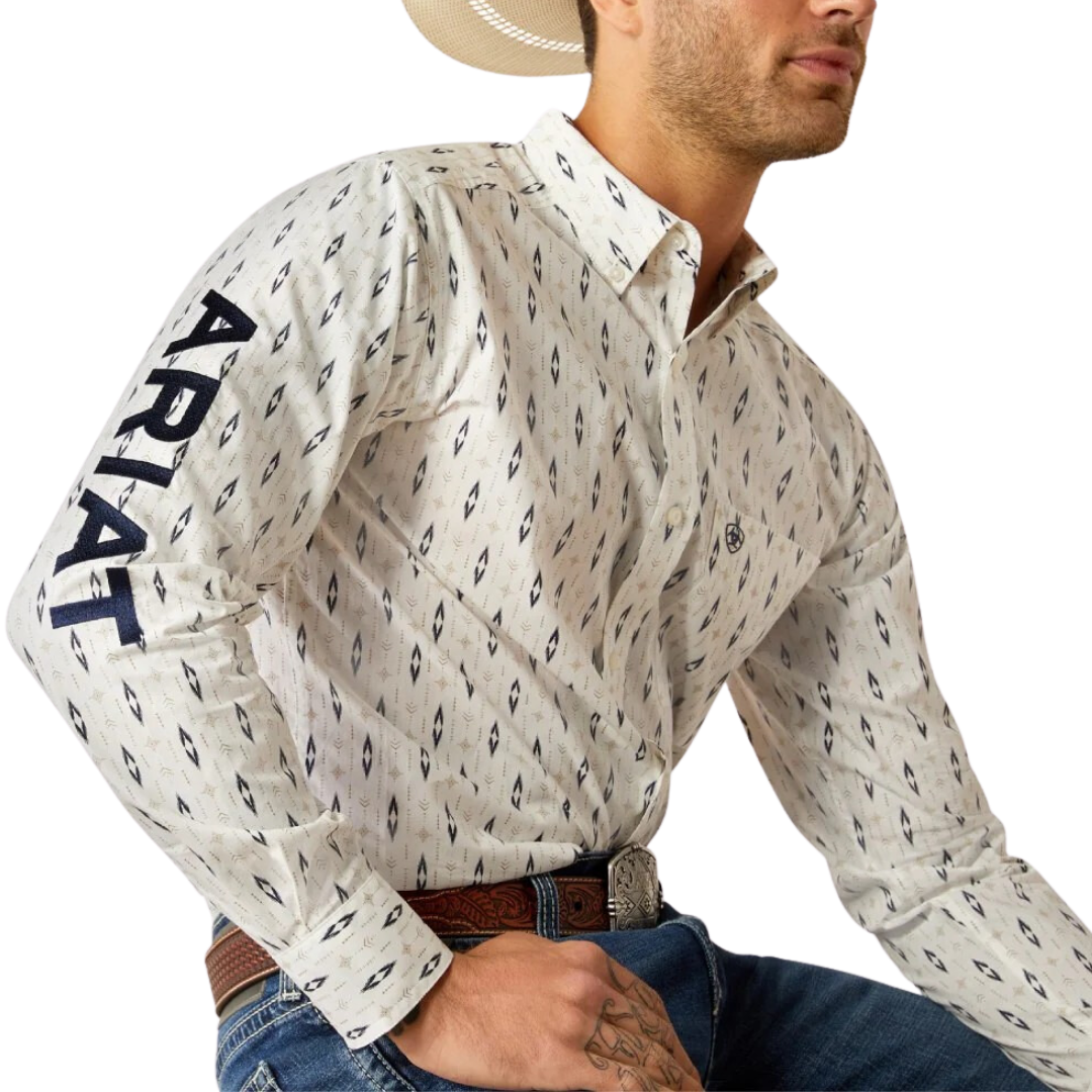 Ariat Men's Team Perkins White Navy Shirt