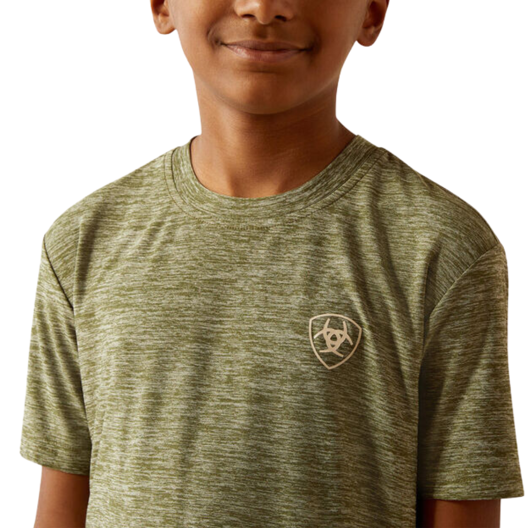 Ariat Youth Boy's Tree Bark Camo Charger Dark Olive Tee Shirt
