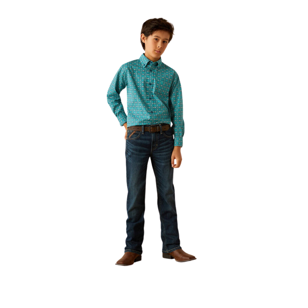 Ariat Youth Boy's Jordy Classic Fit Blue Shirt