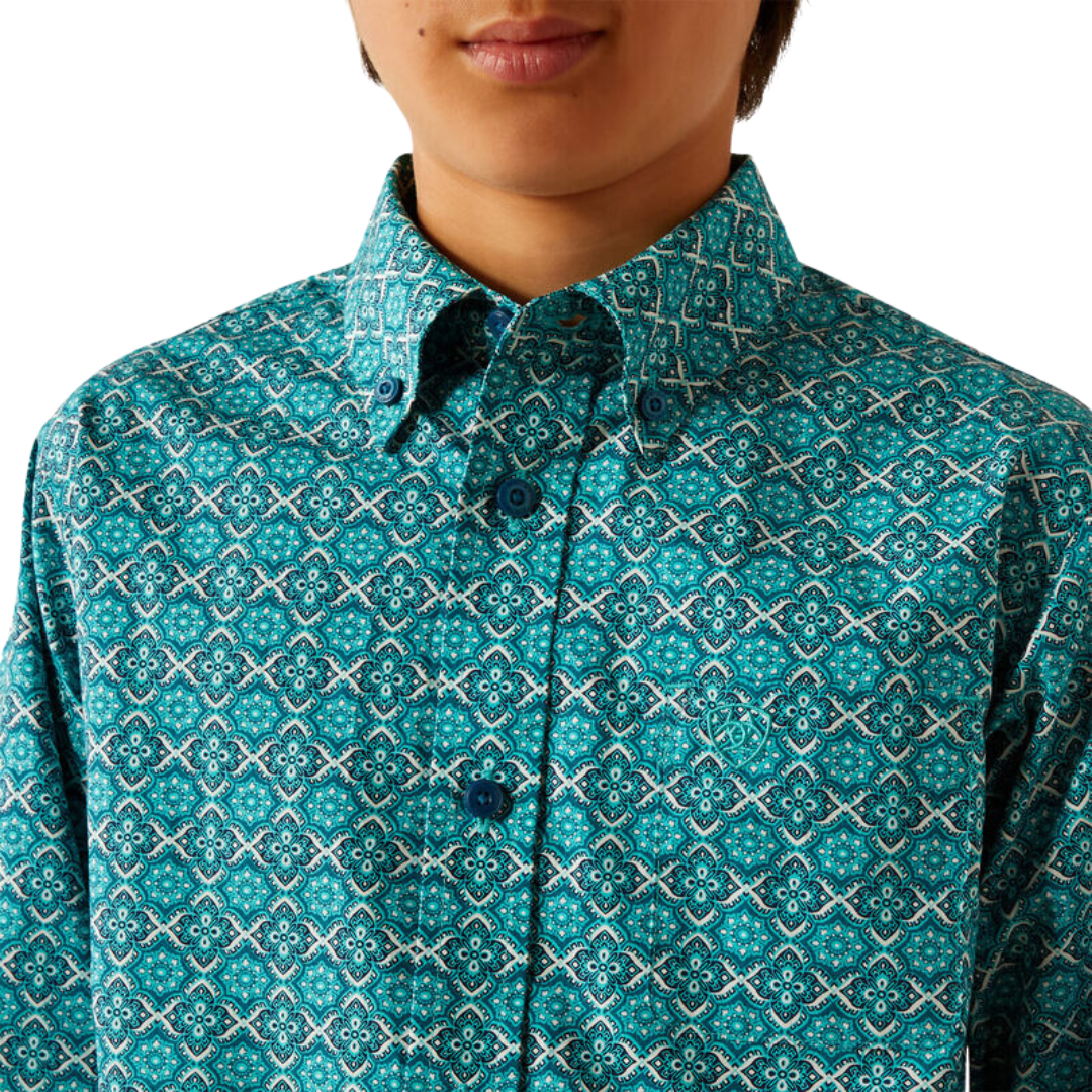 Ariat Youth Boy's Jordy Classic Fit Blue Shirt