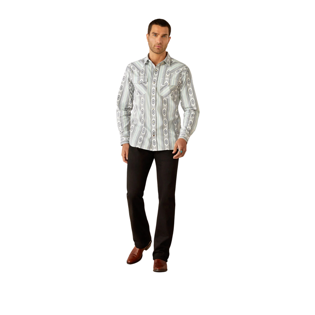 Ariat Men's Heller Retro Snap Blue Shirt