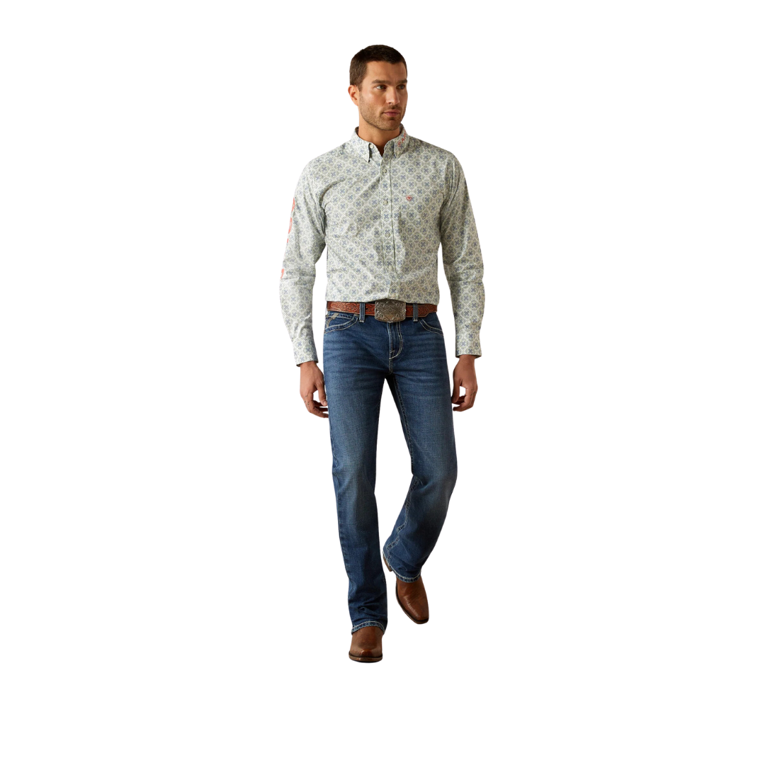 Ariat Men's Team Prestley Blue Orange Shirt
