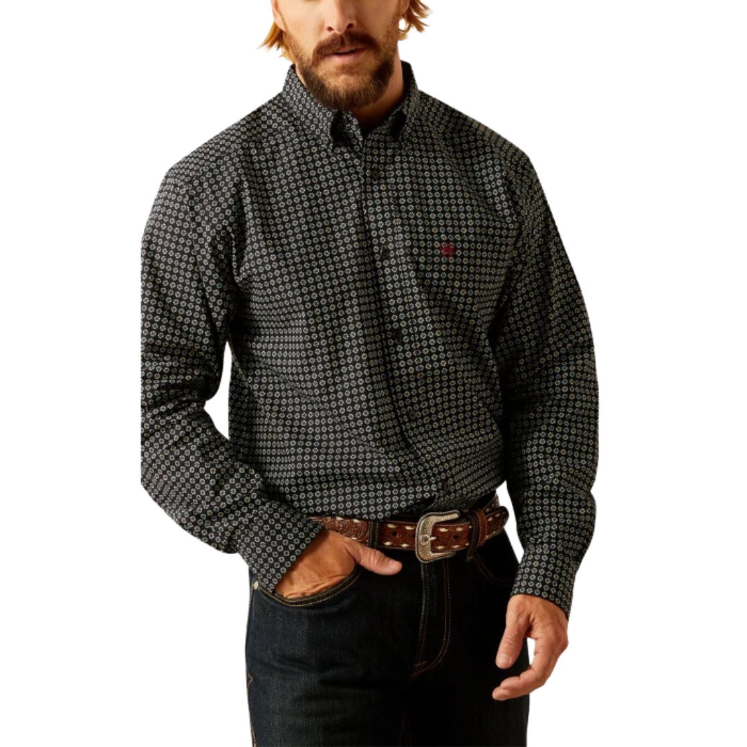 Ariat Men's Gustav Geo Print Black Floral Shirt
