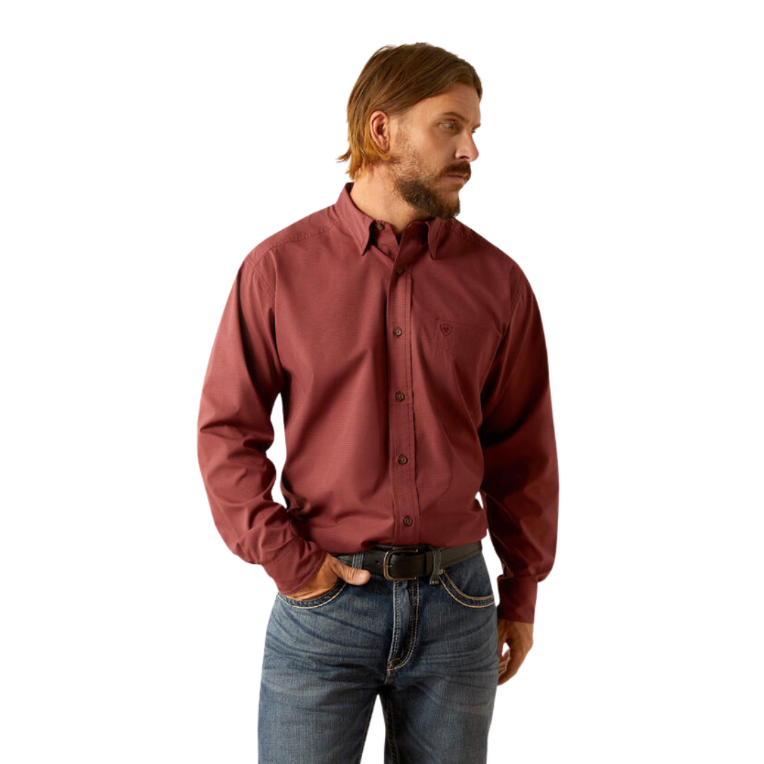Ariat Men's 360 Airflow Classic Fit Red Mahogany Shirt