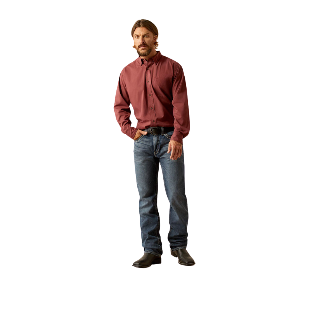 Ariat Men's 360 Airflow Classic Fit Red Mahogany Shirt