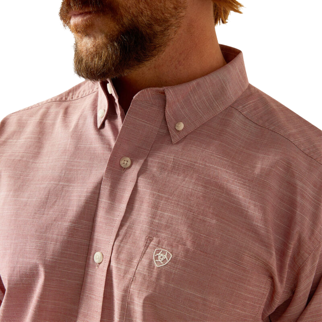Ariat Men's Solid Slub Classic Fit Brick Shirt